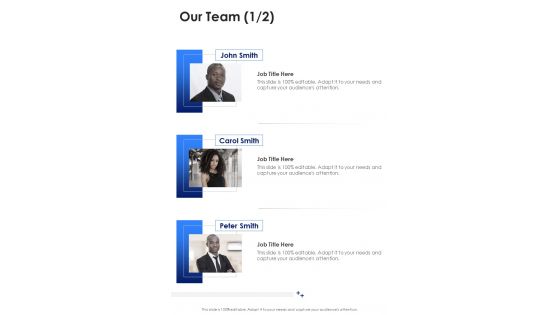 Our Team Sample Business Proposal One Pager Sample Example Document