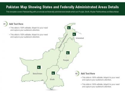 Pakistan map showing states and federally administrated areas details powerpoint presentation ppt template