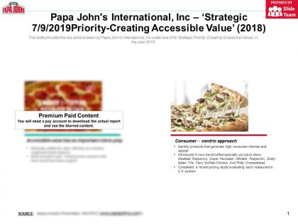 Papa johns international inc strategic priority-creating accessible value 2018