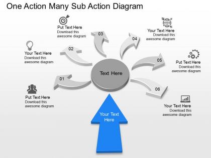 Pc one action many sub action diagram powerpoint template slide