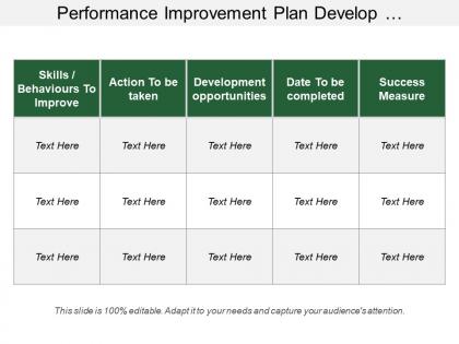 Performance improvement plan develop opportunities and success measure