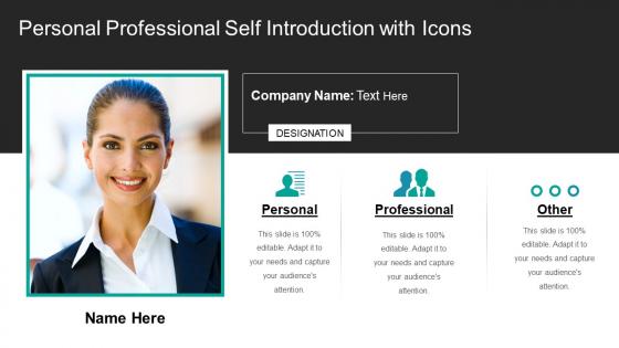 Personal professional self introduction with icons