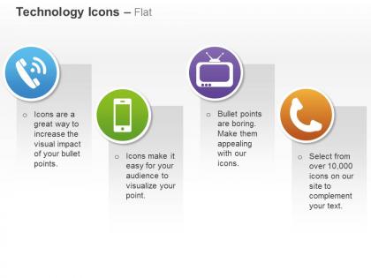 Phone touchscreen mobile television handle ppt icons graphics