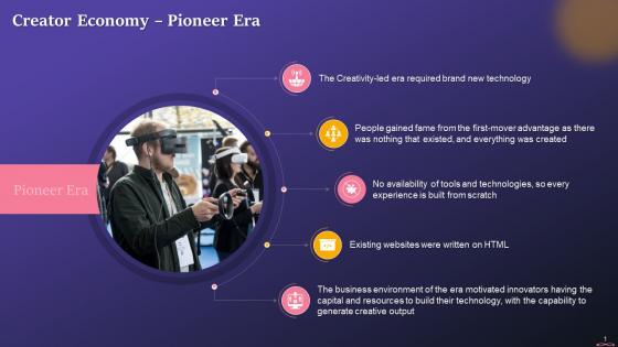 Pioneer Era In Creator Economy Evolution Training Ppt