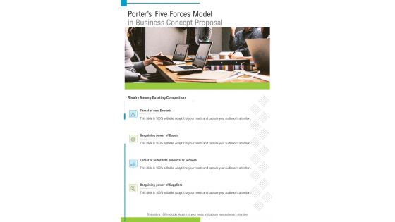 Porters Five Forces Model In Business Concept Proposal One Pager Sample Example Document