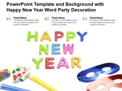 Powerpoint template and background with happy new year word party decoration