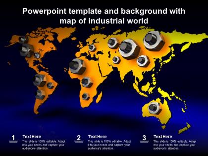 Powerpoint template and background with map of industrial world