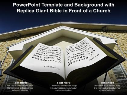 Powerpoint template and background with replica giant bible in front of a church