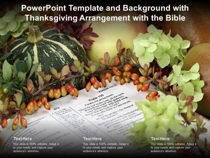 Powerpoint template and background with thanksgiving arrangement with the bible