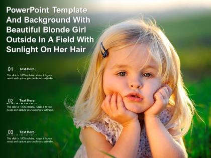 Powerpoint template with beautiful blonde girl outside in a field with sunlight on her hair