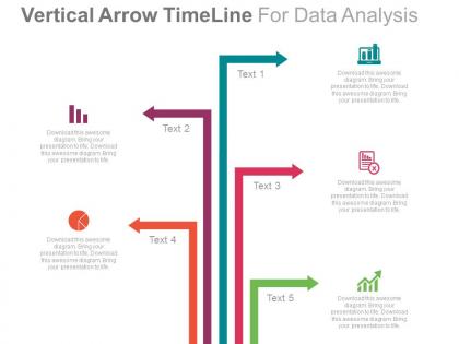 Ppt vertical arrow timeline for business data analysis flat powerpoint design