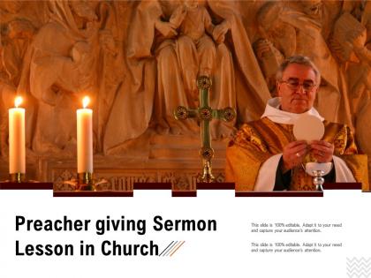 Preacher giving sermon lesson in church