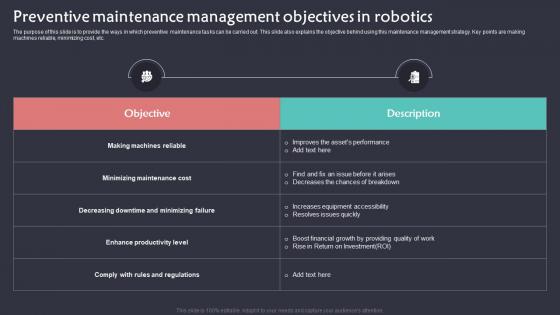 Preventive Maintenance Management Objectives Implementation Of Robotic Automation In Business