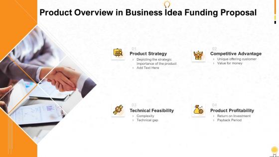 Product overview in business idea funding proposal