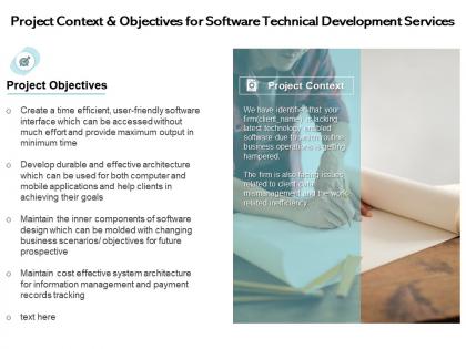 Project context and objectives for software technical development services ppt ideas