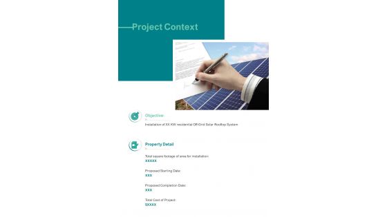 Project Context Solar Proposal Template One Pager Sample Example Document