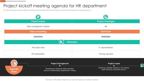 Project Kickoff Meeting Agenda For HR Department