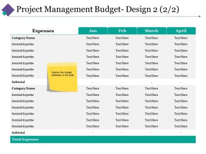 Project management budget design 3 ppt slides graphic tips