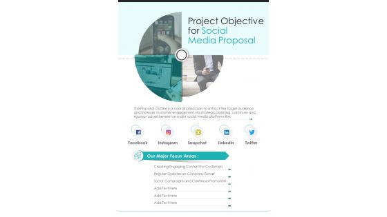 Project Objective For Social Media Proposal One Pager Sample Example Document