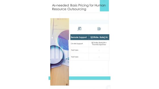 Proposal For Human Resource Outsourcing For As Needed Basis Pricing One Pager Sample Example Document