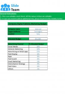 Publicity Marketing Budget Excel Spreadsheet Worksheet Xlcsv XL Bundle V