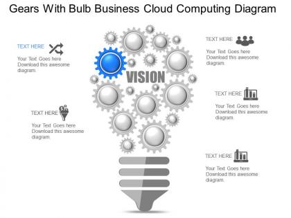 Qi gears with bulb business cloud computing diagram powerpoint template