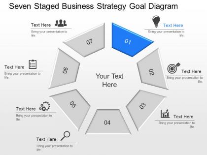 Qm seven staged business strategy goal diagram powerpoint template