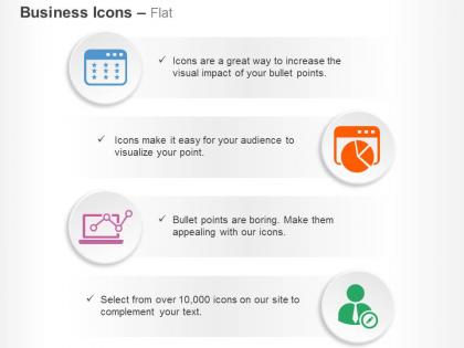 Quality check pie graph line chart trainer ppt icons graphics