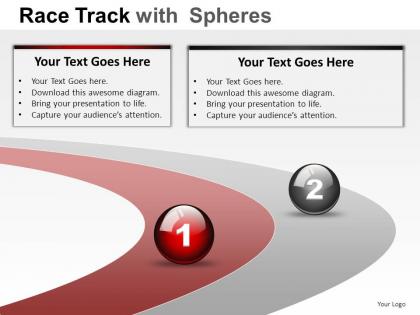 Race track with spheres powerpoint presentation slides