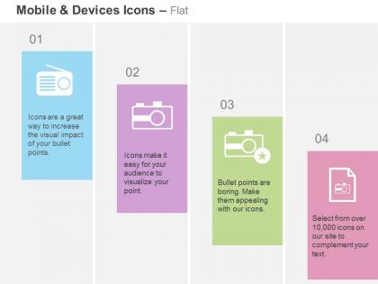 Radio camera report device user manual ppt icons graphics