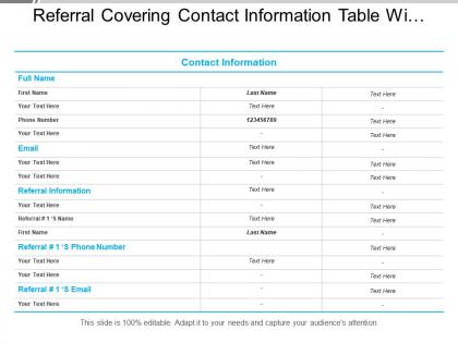 Referral covering contact information table with text boxes