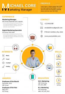 Resume template marketing manager curriculum vitae sample