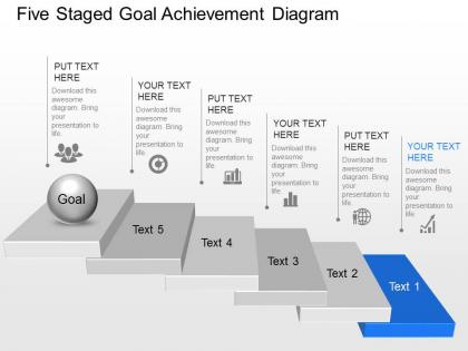 Rf five staged goal achievement diagram powerpoint template