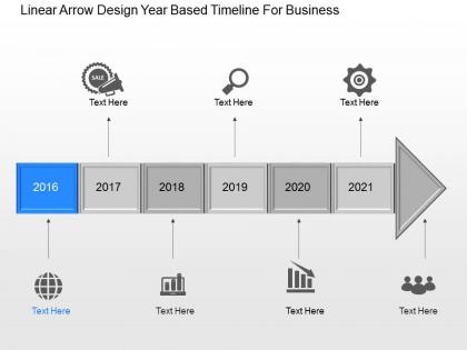 Rk linear arrow design year based timeline for business powerpoint template