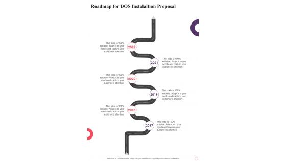 Roadmap For Dos Instalaltion Proposal One Pager Sample Example Document