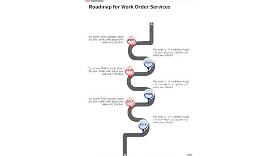 Roadmap For Work Order Services One Pager Sample Example Document