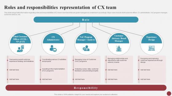 Roles And Responsibilities Representation Of Cx Team Mastering Cx Excellence Strategies For Success