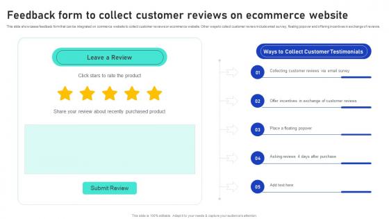 Sales Growth Strategies Feedback Form To Collect Customer Reviews On Ecommerce Website