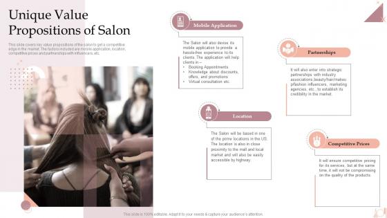 Salon Business Plan Unique Value Propositions Of Salon BP SS