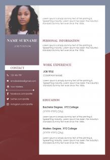 Sample curriculum vitae format with job details