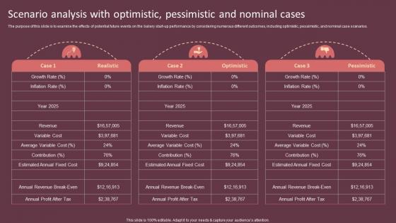 Scenario Analysis With Optimistic Pessimistic Cake Shop Business Plan BP SS