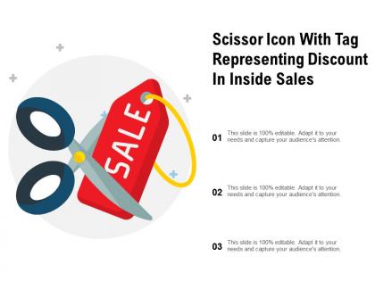 Scissor icon with tag representing discount in inside sales