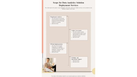 Scope For Data Analytics Solution Deployment One Pager Sample Example Document