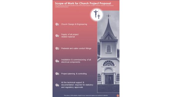 Scope Of Work For Church Project Proposal One Pager Sample Example Document