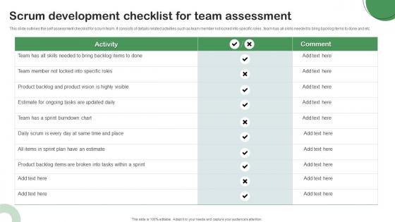 Scrum Development Checklist For Team Assessment