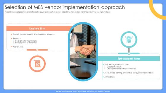 Selection Of MES Vendor Implementation Approach Manufacturing Execution System