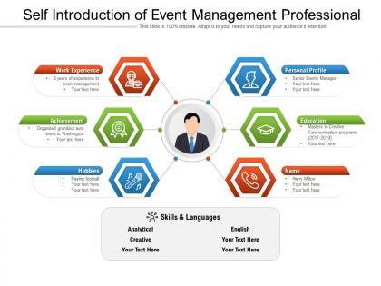 Self introduction of event management professional