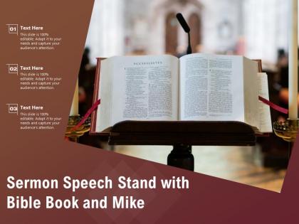 Sermon speech stand with bible book and mike