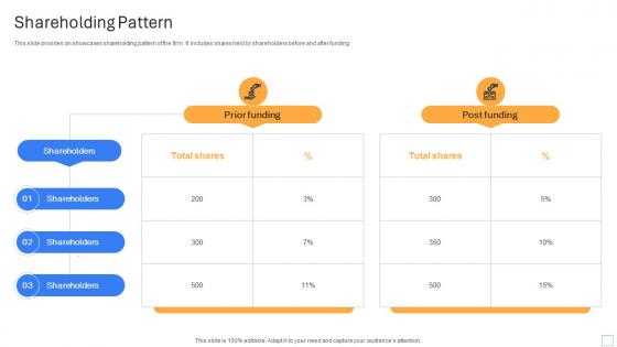 Shareholding Pattern Cab Ride Service Investor Funding Pitch Deck