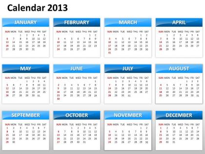 Simple elegant complete 2013 calender template and powerpoint slide for planning